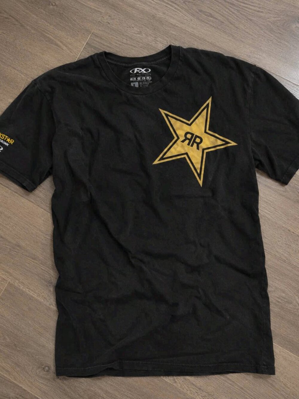 Rockstar Energy Drink Golden Star Logo Black T-Shirt